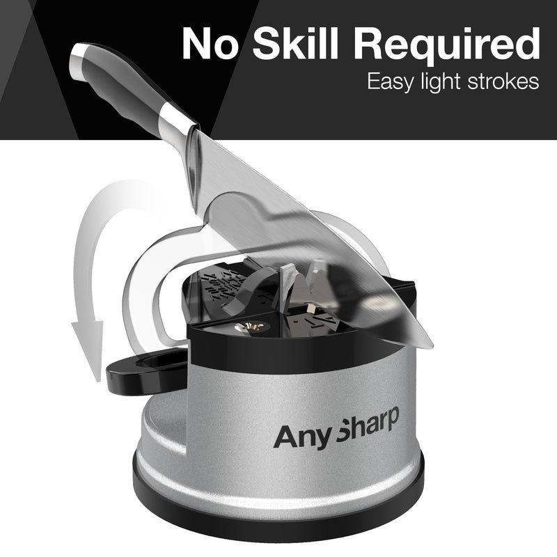 AnySharp Safer Hands-Free Knife Sharpener, Premium, Silver