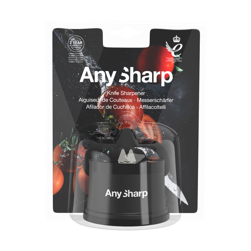 AnySharp Safer Hands-Free Knife Sharpener, Premium, Black