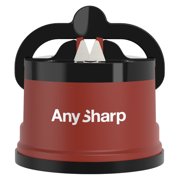 AnySharp Safer Hands-Free Knife Sharpener, Elite, Brick Red