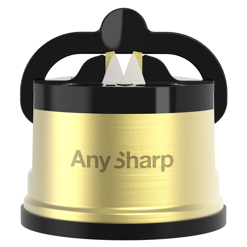 AnySharp Pro Safer Hands-Free Knife Sharpener, Excel, Brass