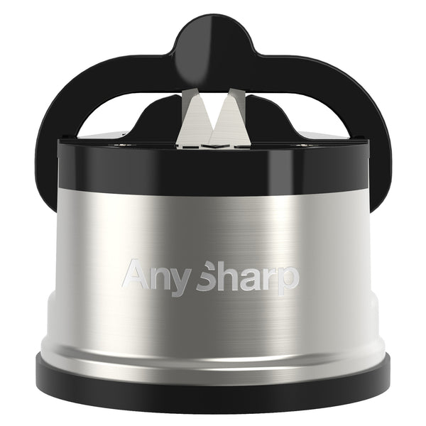 AnySharp Pro Safer Hands-Free Knife Sharpener, Brushed Metal