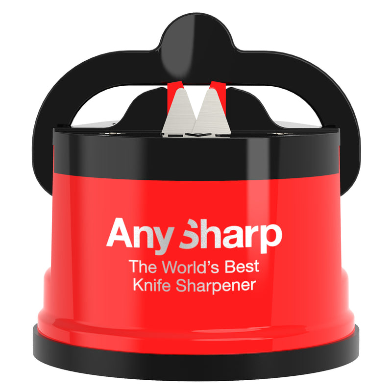 AnySharp Pro Safer Hands-Free Knife Sharpener, Pro, Red 