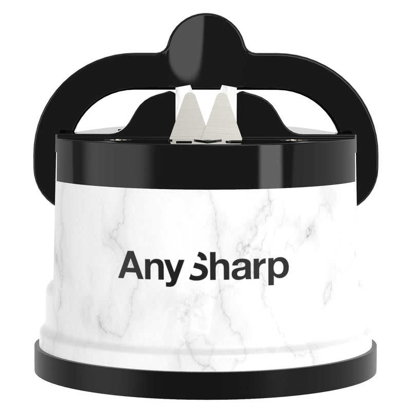 AnySharp Safer Hands-Free Knife Sharpener, Elite, White Marble