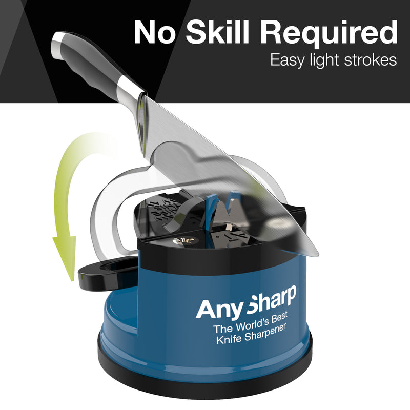 AnySharp Safer Hands-Free Knife Sharpener, Elite, Blue