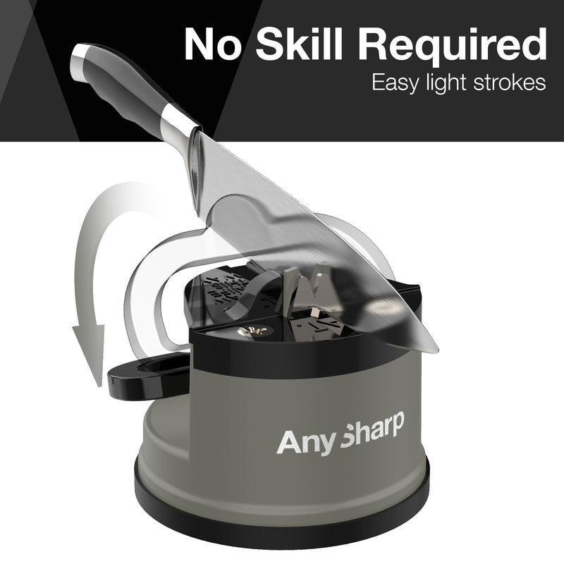 AnySharp Safer Hands-Free Knife Sharpener, Elite, Grey