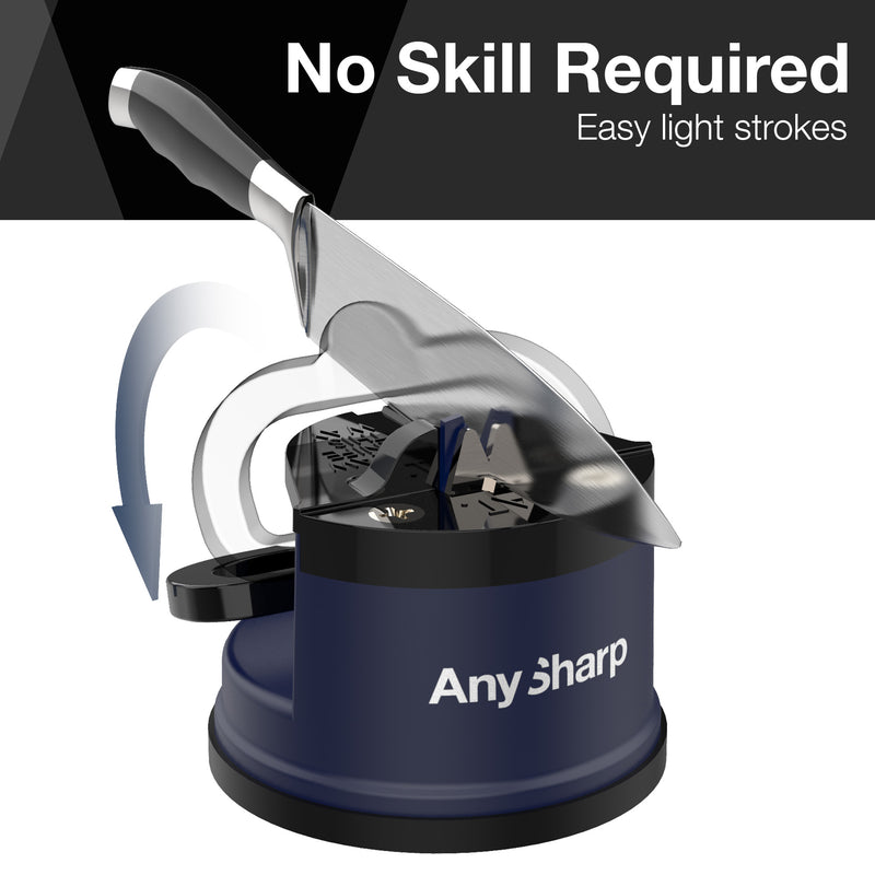 AnySharp Safer Hands-Free Knife Sharpener, Elite, Navy