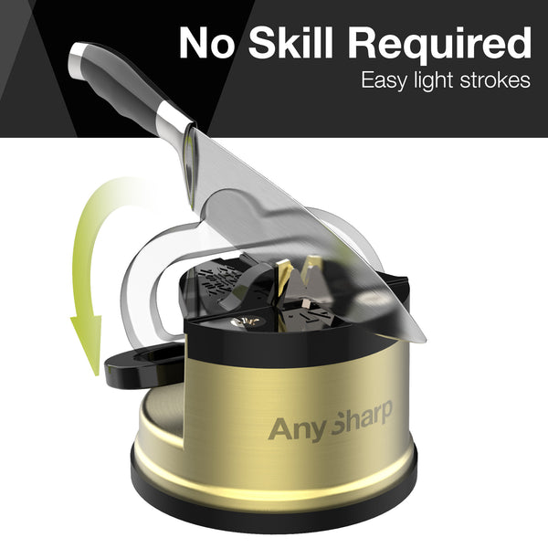 AnySharp Pro Safer Hands-Free Knife Sharpener, Excel, Brass