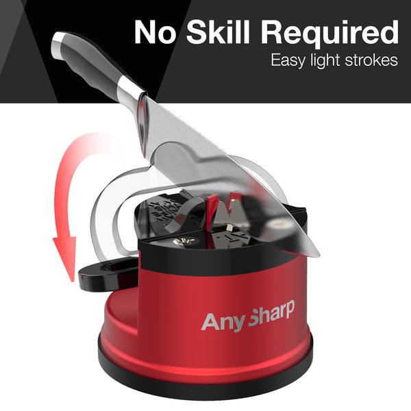 AnySharp Pro Safer Hands-Free Knife Sharpener, Red