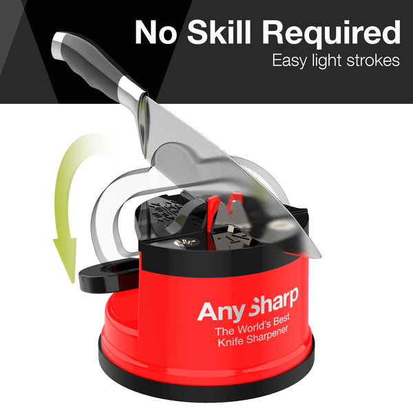 AnySharp Safer Hands-Free Knife Sharpener, Elite, Red