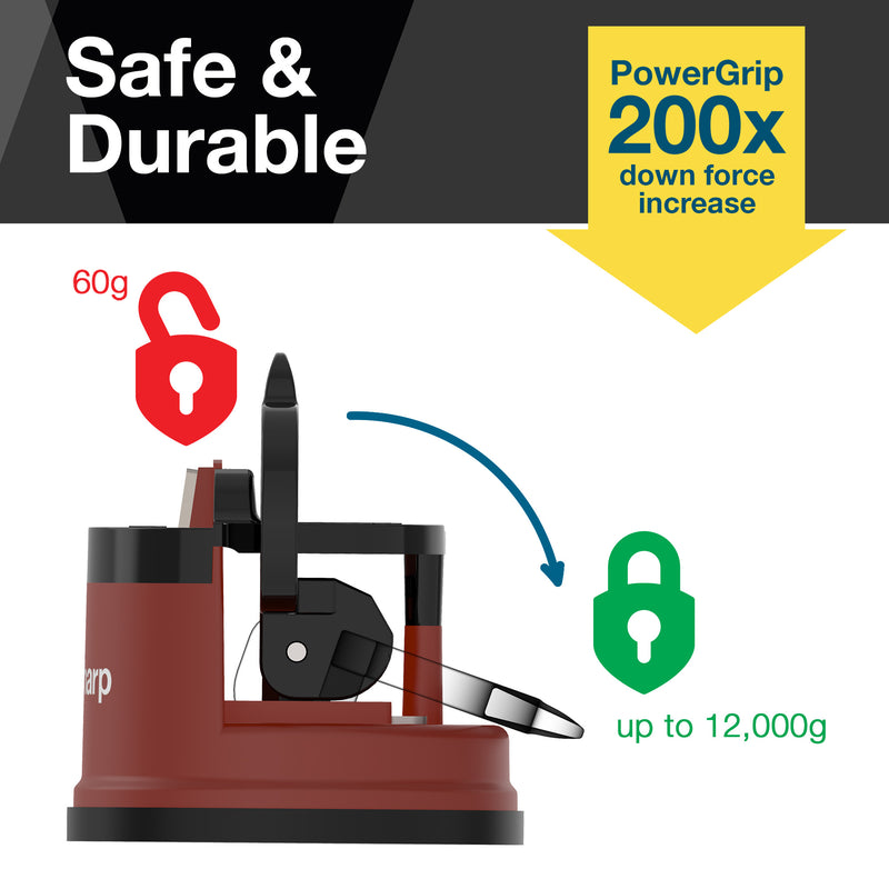 AnySharp Safer Hands-Free Knife Sharpener, Elite, Brick Red