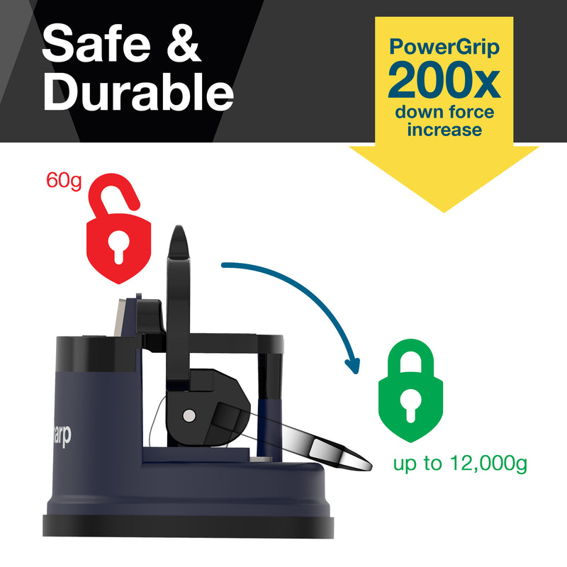 AnySharp Safer Hands-Free Knife Sharpener, Elite, Navy