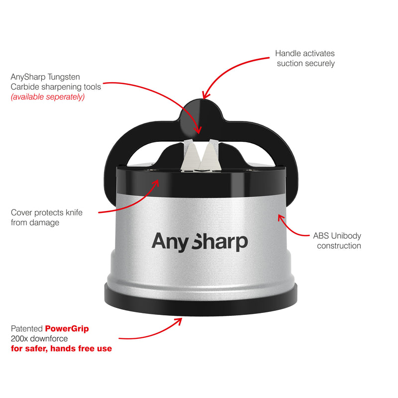 AnySharp Mini Scissors / Kitchen Knife Sharpener Bundle, Elite, Black