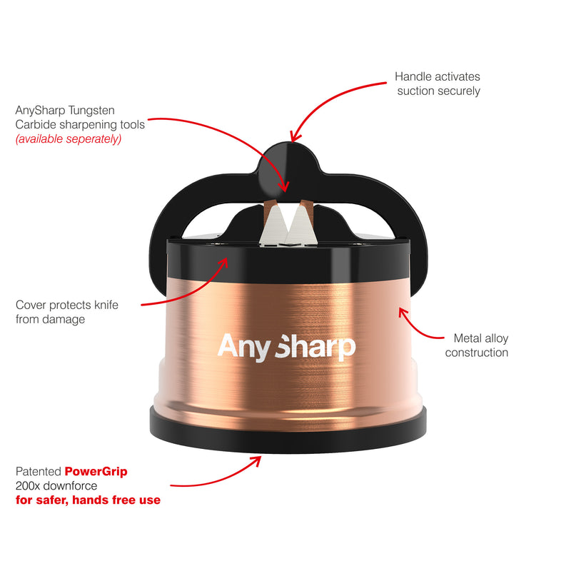 AnySharp Pro Safer Hands-Free Knife Sharpener, Excel, Copper