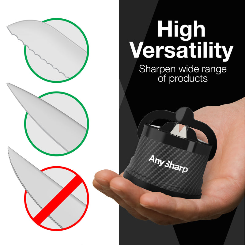 AnySharp Safer Hands-Free Knife Sharpener, Elite, Carbon Fibre