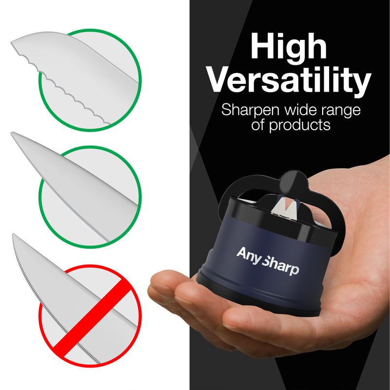 AnySharp Safer Hands-Free Knife Sharpener, Elite, Navy