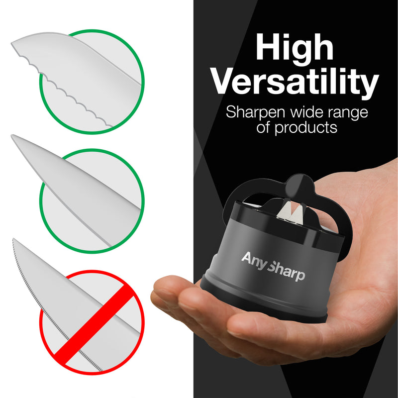 AnySharp Pro Safer Hands-Free Knife Sharpener, Gun Metal