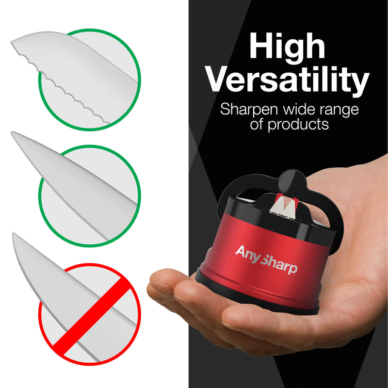 AnySharp Pro Safer Hands-Free Knife Sharpener, Red