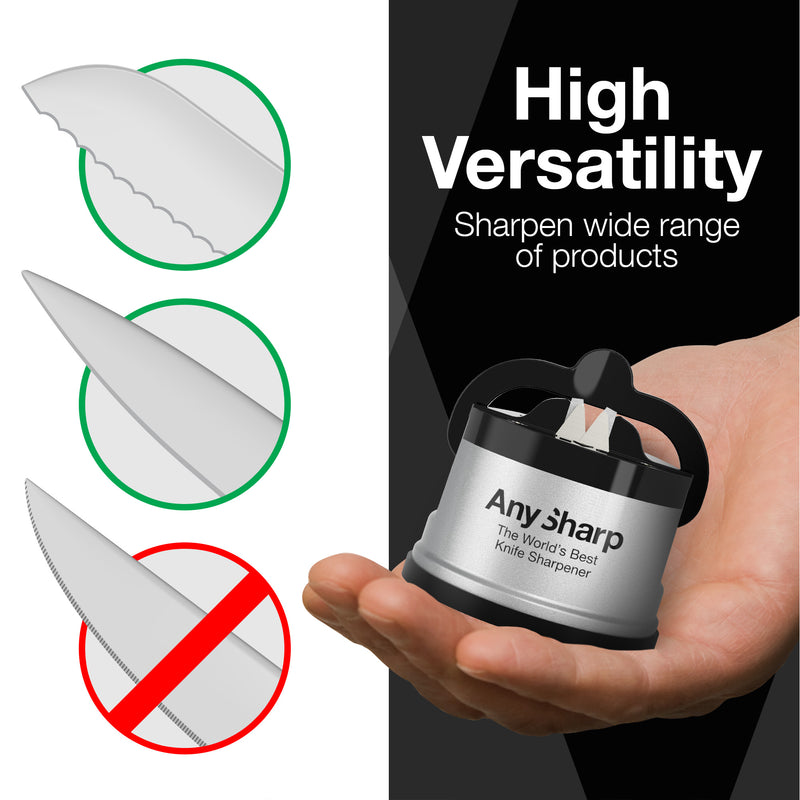 AnySharp Safer Hands-Free Knife Sharpener, Elite, Silver