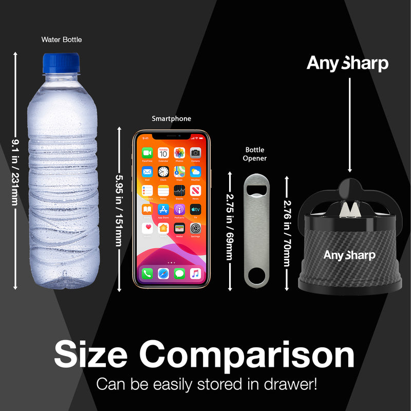 AnySharp Safer Hands-Free Knife Sharpener, Elite, Carbon Fibre