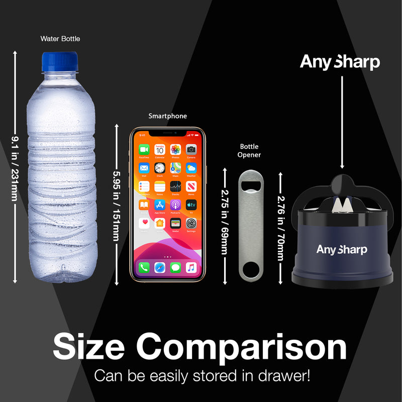 AnySharp Safer Hands-Free Knife Sharpener, Elite, Navy