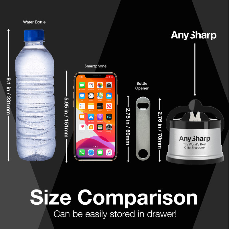 AnySharp Safer Hands-Free Knife Sharpener, Elite, Silver