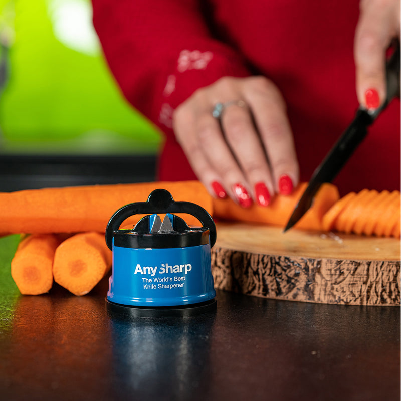 AnySharp Safer Hands-Free Knife Sharpener, Elite, Blue