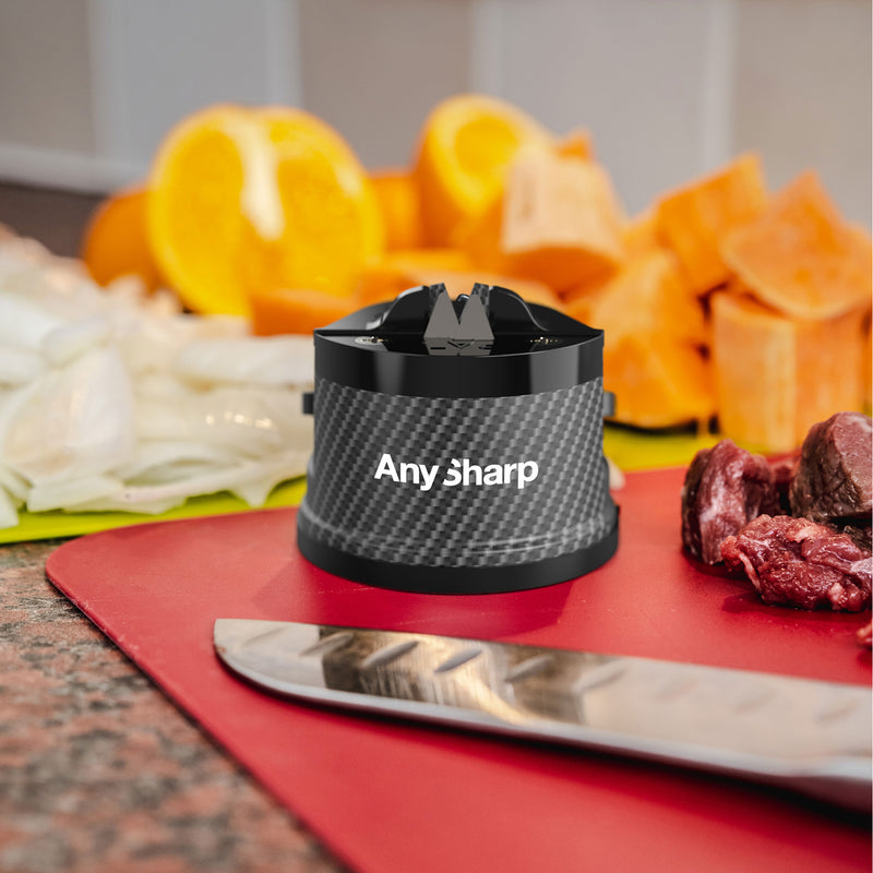 AnySharp Safer Hands-Free Knife Sharpener, Elite, Carbon Fibre
