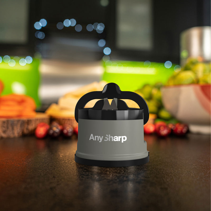 AnySharp Safer Hands-Free Knife Sharpener, Elite, Grey
