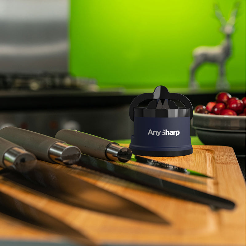 AnySharp Safer Hands-Free Knife Sharpener, Elite, Navy
