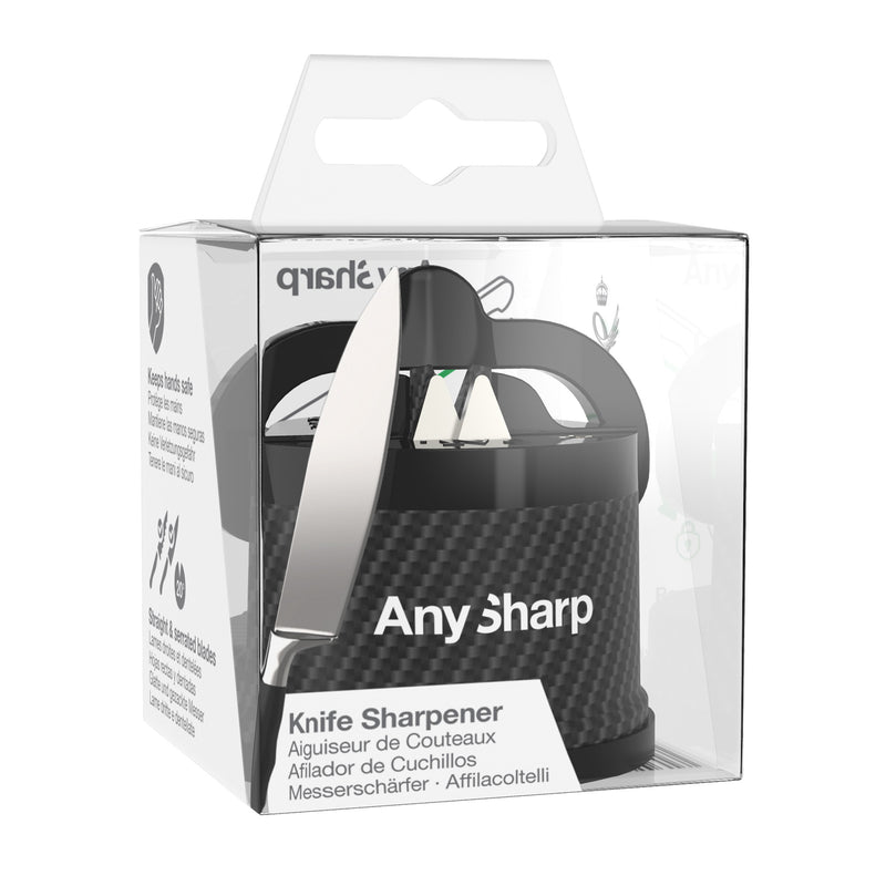 AnySharp Safer Hands-Free Knife Sharpener, Elite, Carbon Fibre