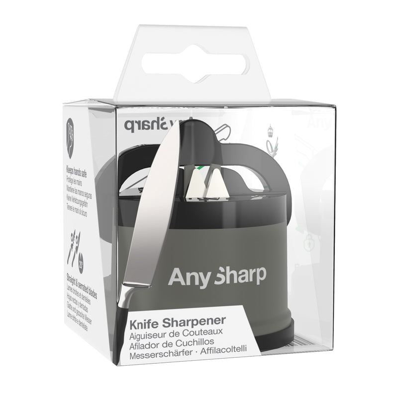 AnySharp Safer Hands-Free Knife Sharpener, Elite, Grey