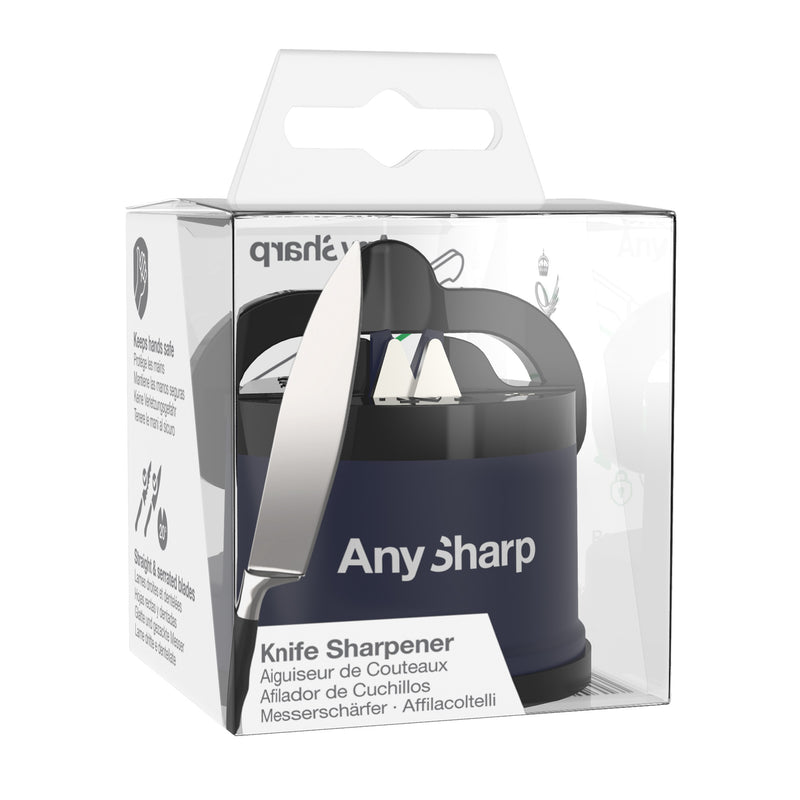 AnySharp Safer Hands-Free Knife Sharpener, Elite, Navy