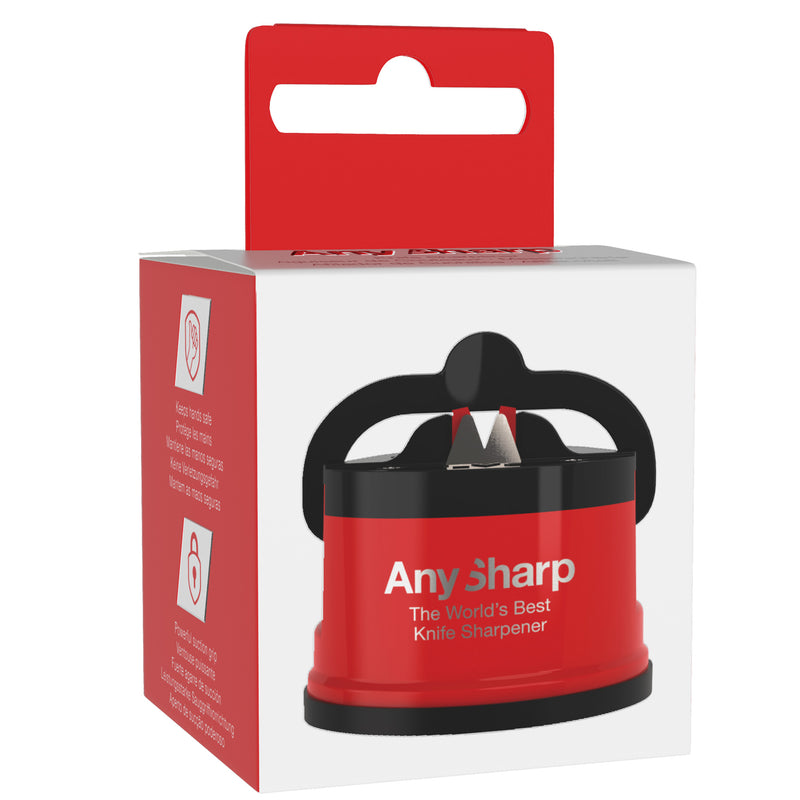 AnySharp Safer Hands-Free Knife Sharpener, Elite, Red